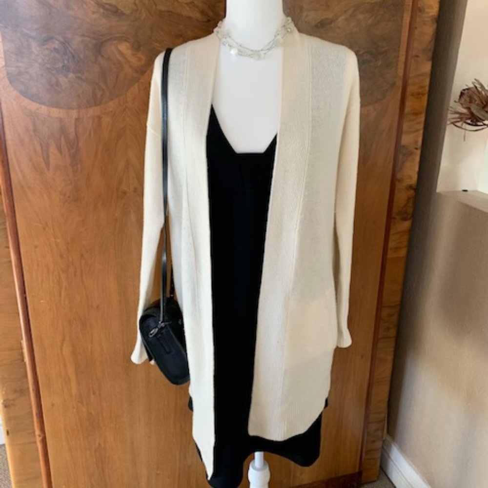 Theory Cashmere Cardigan cream white long sweater